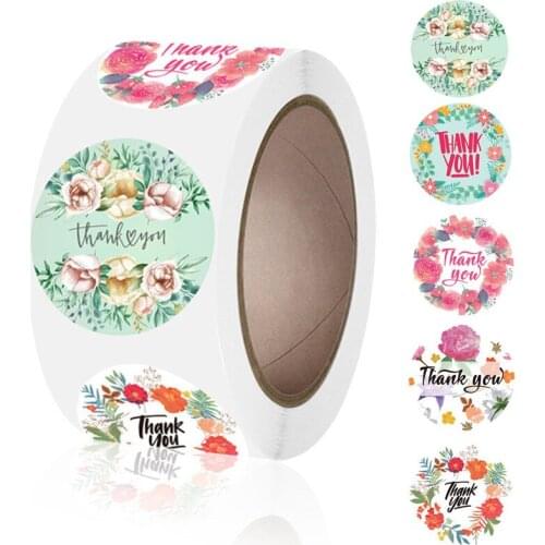 38mm Round Flower Thank You Sticker Marriage Proposal Wedding Decoration Baking Packaging Birthday Party Gift Sealing Sticker
