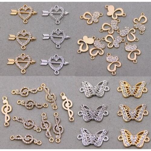 6pcs Hollow Love Heart Butterfly note Charms Connector for DIY Making Bracelets Pendants Necklaces Women Handmade Jewelry Access