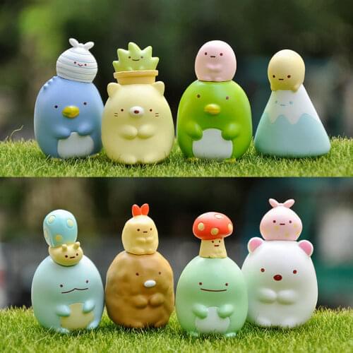 8PCS/Set Corner Biological Figures Kids Toys Cute Corner Animals Doll Car Ornaments Snail Mushroom Model