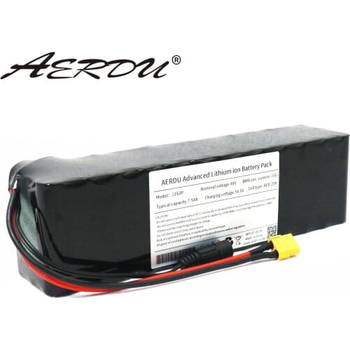 AERDU 48V 13S3P 54.6V 7.5Ah 8Ah 580W motor 18650 Lithium ion Battery Pack E-bike Electric bicycle Scooter with 15A discharge BMS