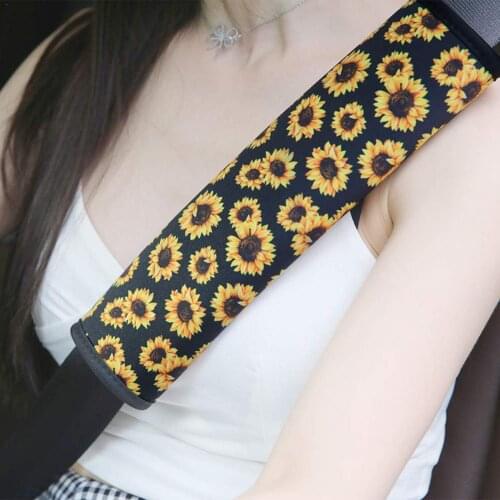 Car Sunflower Seat Belt Diving Cloth Safety Belt Shoulder Cover Auto Accessories Protection Seat Belt Padding Cushions Universal