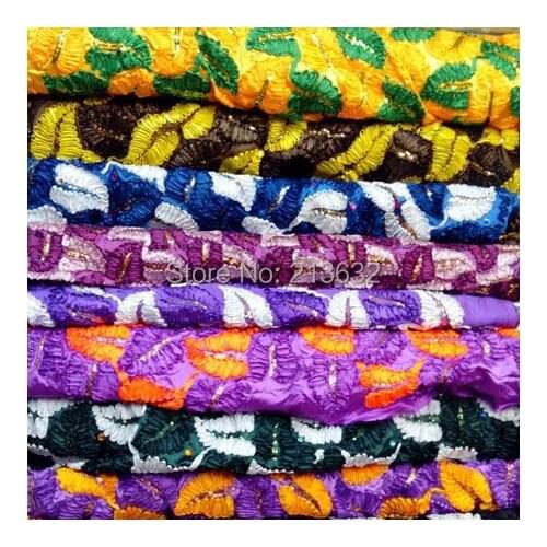 Free Shipping 5 meter african lace fabric embroidery fabric french lace wholesale and retail leaf flower wholesale swiss Laces