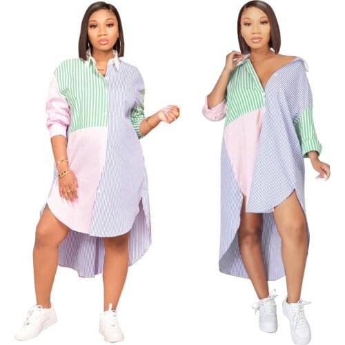 Contrast Color Striped Patchwork Office Lady French Vintage Long Sleeve Shirts Blouses Top Female Women Clothing Streetwear