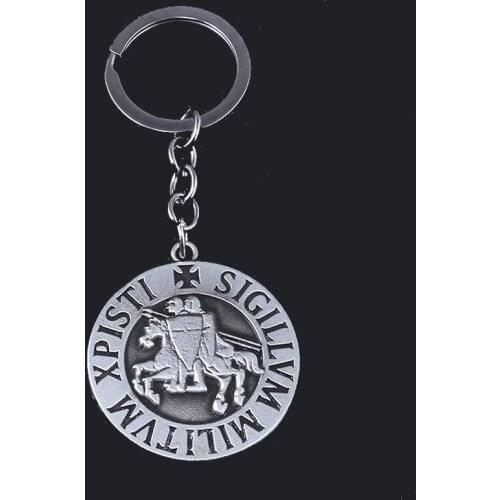 MIDY Knight Templar Alloy KeyChains Letter Sigillum Militum Xpisti Vintage Pendant Keyring Men Car Accessories