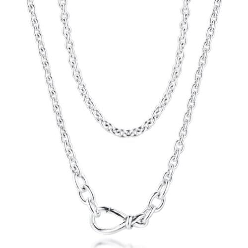 2020 New Mothers Day Chunky Infinity Knot Chain Necklace 925 Sterling Silver Jewelry chain Pendant Necklaces For Women Men