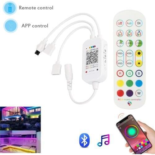 DC5-24V 24Keys Remote Bluetooth LED Music Controller Dual Outputs for RGB 5050 LED Strip Phone Bluetooth Remote APP Control