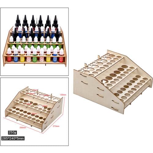 64 Bottles Wooden Pigment Drawing Storage Organizer Home School Color Paint Ink Brush Stand Rack Modular Holder 3 Layers