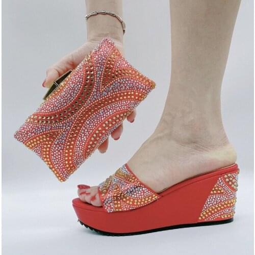 Doershow fashion African Wedding Shoes and Bag Set Italian Shoes with Matching Bags Nigerian Women party! SKV1-2