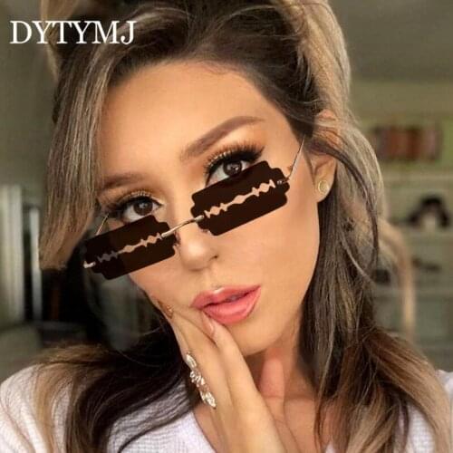 DYTYMJ Luxury Square Sunglasses Women Rimless Sun Glasses Women Ocean Lens Women Sunglasses Retro Suqare Lentes De Sol Mujer