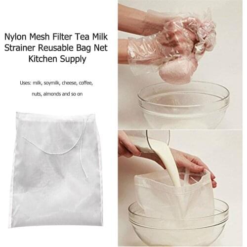 20X30cm Soy Milk Wine Filter Bag Milk Bag Tea Coffee Oil Yogurt Filter Net Mesh Kitchen Food Reusable Nylon Filter Bags Strainer