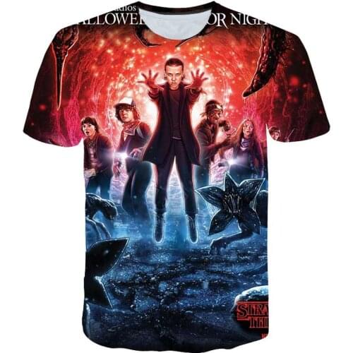 Anime shirt Funny 3D baby boys Tee shirt Stranger Things kids Strange story T Shirt boys clothes Summer casual Streetwear Tops