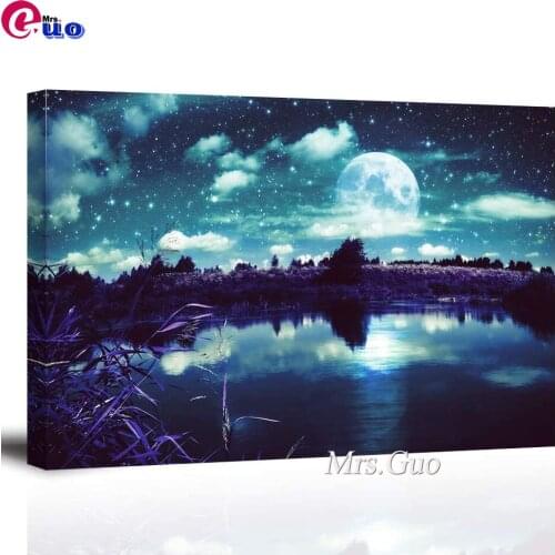 Blue Moon Landscape 5D Diamond Beautiful Lake Diamond Painting Diy Diamond Embroidery Home Decor Diamond Mosaic Gift