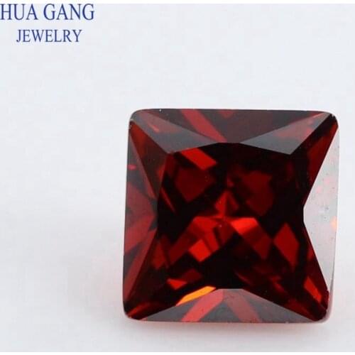 1.5x1.5~14x14mm 5A Garnet Square Shape Princess Cut CZ Stone Synthetic Gems Cubic Zirconia For Jewelry