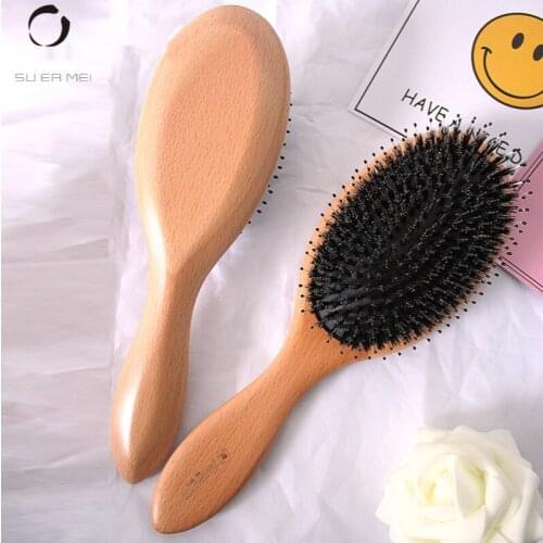 Boar Bristle Solid Wood Comb Hair Plate Air Bag Smooth and Not Stuck Massage Air Cushion Comb Hair Comb Anti-static