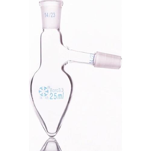 Pear shaped distillation flask,Capacity 25ml,Female 14/23,Male 14/23,Pear-shaped flask,Distilling flask pear shape