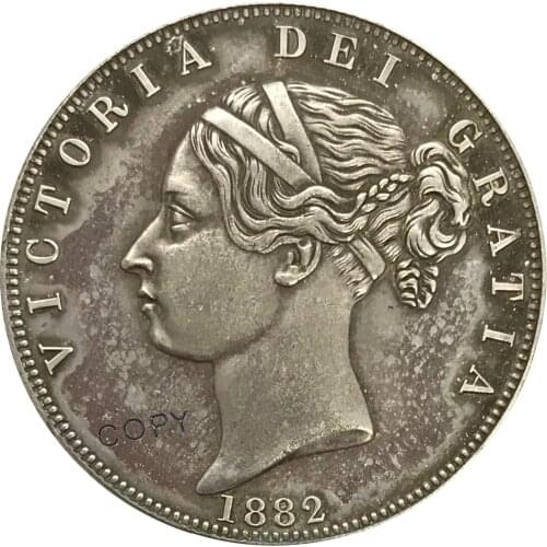 1882 United Kingdom 1/2 Crown Collectibles Cupronickel Plated Silver Copy Coin