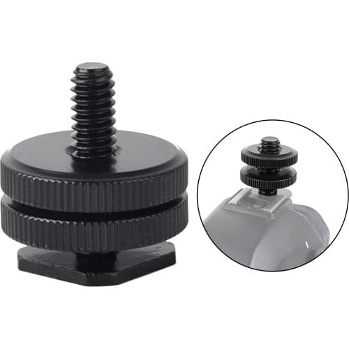 Camera Hot Shoe Mount 1/4" Tripod Screw to Camera Flash Adapter Double Layer, Can mount microphone, GPS or another camera
