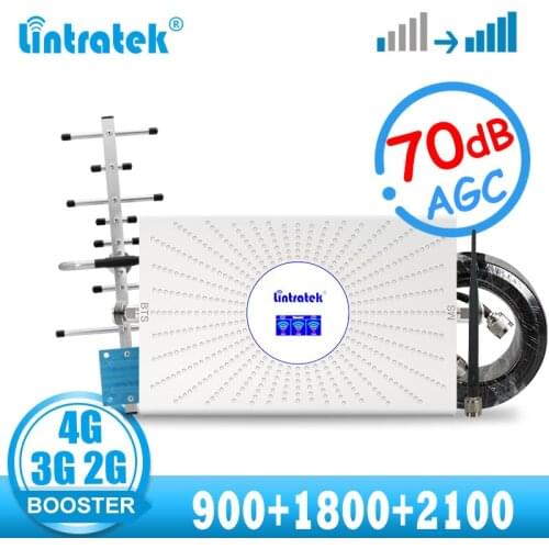 Lintratek Repeater GSM 2g 3g 4g LTE Signal Booster 70dB ALC Mobile phone Cellular amplifier 900 1800 2100 call internet UMTS kit