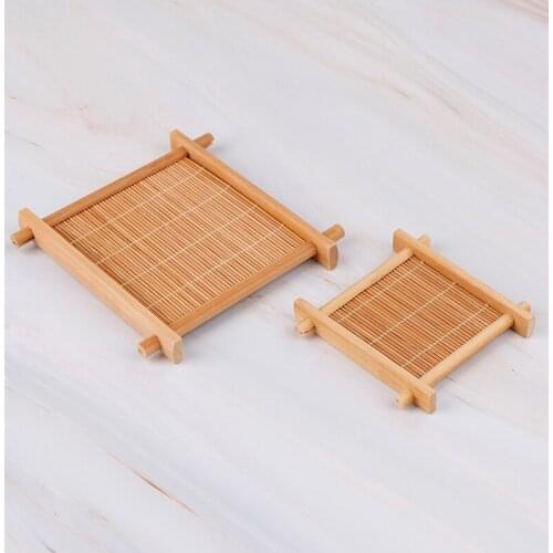 Mini Handmade Bamboo Cup Mat Coffee Cups Drinks Kung Fu Tea Accessories Table Placemats Coaster Kitchen Product Mug Pads 2 Sizes