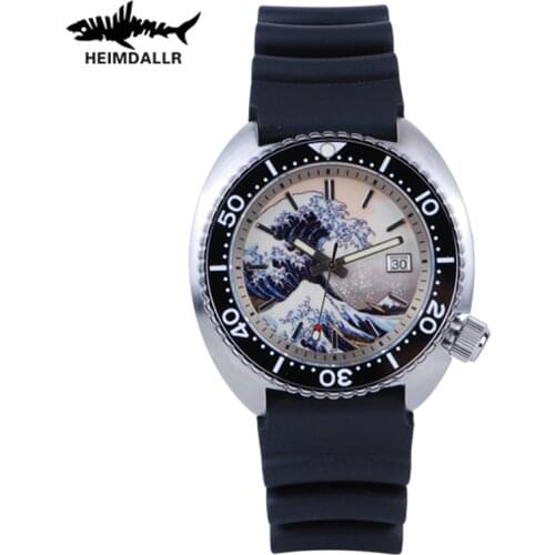 Heimdallr Men Automatic Mechanical Watch Men NH35 Sapphire Kanagawa Surfing 3D Full Luminous Dial Mechanical Watches 300m Diver