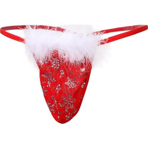 Men’s Christmas Gift Snowflake G-String Bikini Thongs Underwear