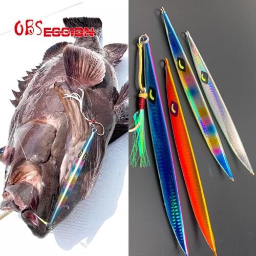 OBSESSION 4pcs Metal Glow Fast Sinking Jig Lure150g 200g 250g300g Luminous Fishing Lure Fast Fall Jig Tuna Bait Lead Fish Tackle