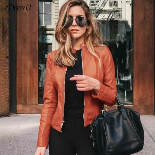 NEW Leather Jacket Women PU Leather Jacket Short Outwear Coat Fashion Jacket Grunge Daily Casual Outwear Cool Streetwear MC-6036