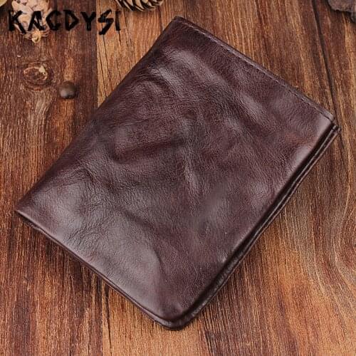 2020 Design Original Handmade Genuine Leather Vintage Men Wallet Cow Leather Vertical Pleated Wallets Luxury Short Bifold Purse