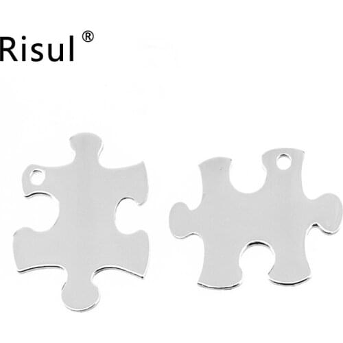 100 couples jigsaw puzzles piece necklace&Pendant for women men best friend stainless steel charm necklaces DIY Jewelry