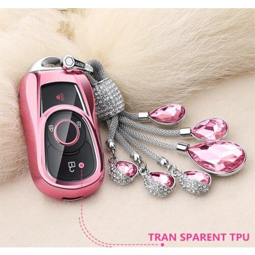 Full-Protective TPU Soft Folding Key Case Shell Key Holder Key Covers For OPEL Astra Buick ENCORE Artificial Crystal Pendant