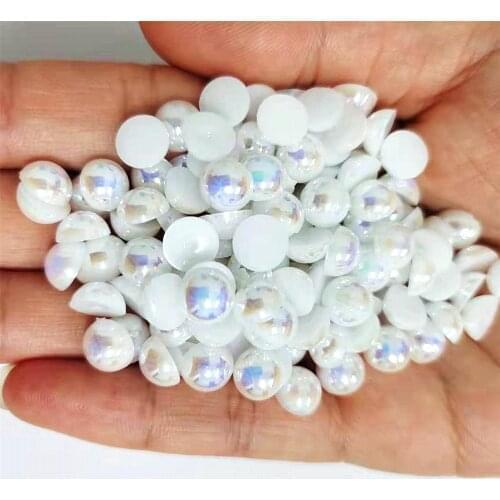 Pure white AB Half Round Pearl Rhinestone Crystal Non Hotfix Flat Back Rhinestones Trim Accessories for Nail Art Rhinestones