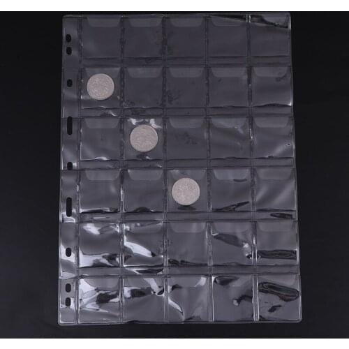 30 Grid Transparent Commemorative Coin Loose-leaf Inner Page Book Coin Collection Crafts Storage Bag Plastic