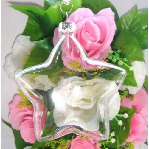 Clear Star Shape Decor, Glass Ornament W90xH90mm Silver Tops, Free Shipping, for Special Events/ Banquet Events, 6pcs/lot