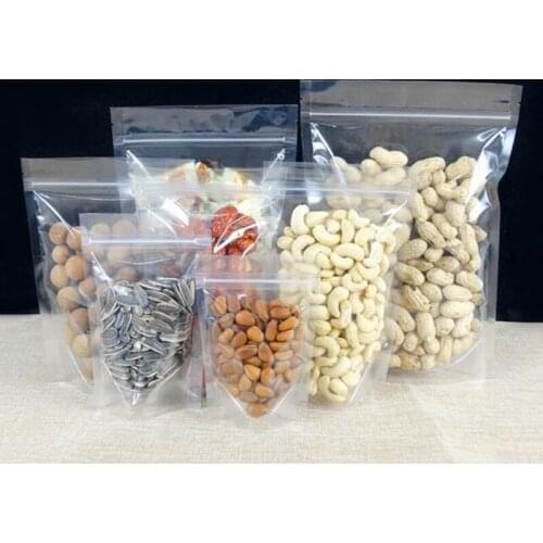 Clear Ziplock Stand Up spice powder packaging pouch transparent zipper lock bags Sample set 9 sizes Stand-up food sealing bags