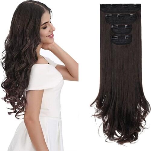 SHANGZI 26 colors 11 clips Long Synthetic Hair Heat Resistant Hairpiece Wavy Hair Extensions Secret Invisible Hairpieces