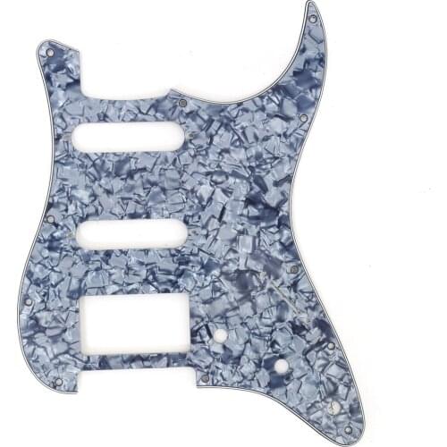 Musiclily HSS 11 Hole Guitar Strat Pickguard for Fender USA/Mexican Made Standard Stratocaster Modern Style, 4Ply Grey Pearl