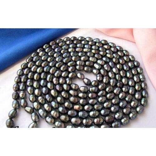 Wedding Woman Jewelry 9-12MM AA Dark Green Pearl Necklace Natural Freshwater Pearl Handmade