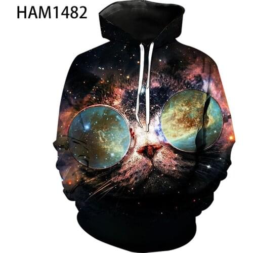 Galaxy Cat Series 3D Printing Hoodie Mens And Womens Sweatshirt Pullover 2021 Spring and Summer Fashion New Childrens Cool St