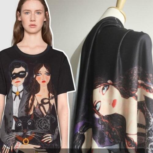 Character pattern knitted printed fabric meter brand knitted dress shirt fabric 100% polyester fabric wholesale polyester cloth