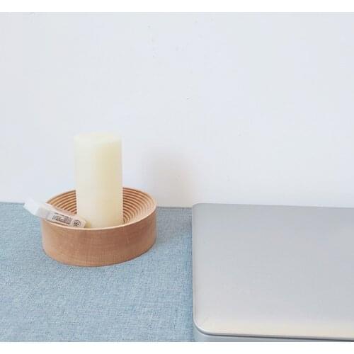 Solid Wood Incense Burner Round Base Nordic Style Wooden Storage Bracket Spiral 94PF