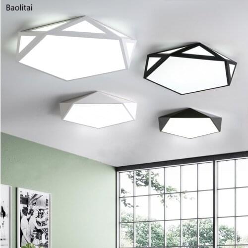 Ultra-thin Led Modern Ceiling Light Remote Control Creative Geometry Bedroom Living Room Study Balcony Aisle Lamps