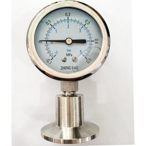 Stainless steel vacuum sanitary diaphragm pressure gauge YPT-60/MC -0.1-0.5 Shanghai treasure gauge