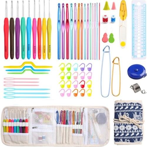 Crochet Hook Knitting Needles with Threader Straight Ruler Scissors Sewing Tools