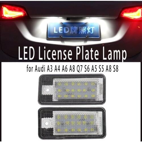 2pcs White Canbus LED License Number Plate Light No Error Tail Light Lamp High Power for Audi A3 A4 A6 A8 Q7 S6 A5 S5 A8 S8