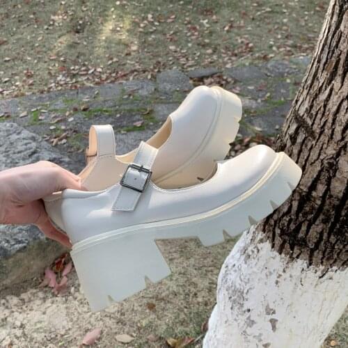 2021 Women Mary Jane Shoes Woman Vintage Girls High Heel Platform Lolita Shoes Japanese Style College Student Shoes Big Size 40