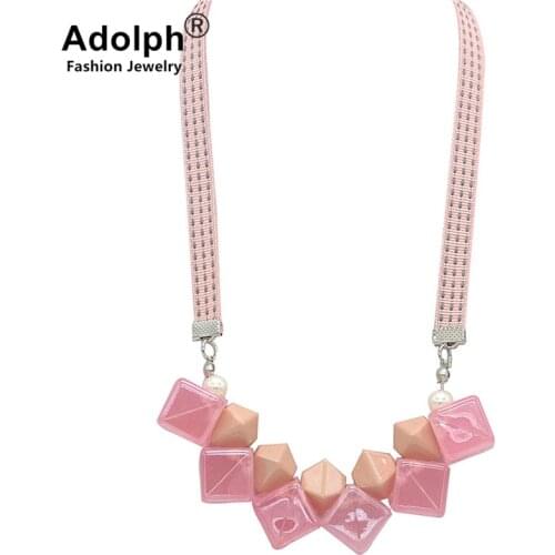 ADOLPH Fashion Korea Cloth Square Flower Pendant Choker Necklace 2018 New Handwork Crystal Bow Boho Statement Neckalces Woman