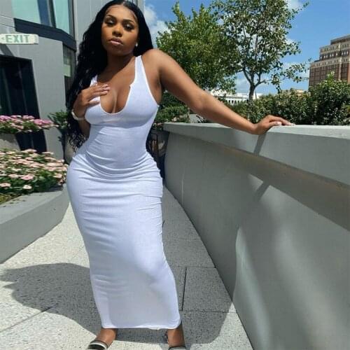 Ribbed Knitted Stripe Women Sleeveless Midi Dress V Neck Bodycon Sexy Streetwear Party Club Elegant 2021 Spring Summer AG31454