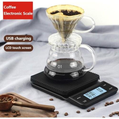 LCD Digital Household Coffee Weighing Scale Home with Timer Portable Electronic Digital Kitchen Bar Timer Balance Home & Garden