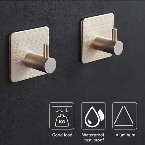 1pcs Self Adhesive Home Kitchen Wall Door Hook Key Holder Rack Towel Hanger Bathroom Aluminum Rack Hooks Cocina Organizador