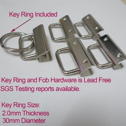 100 Sets 1'' 25MM Wristlet Key Fob Hardware DIY sets with Key Ring LEAD FREE